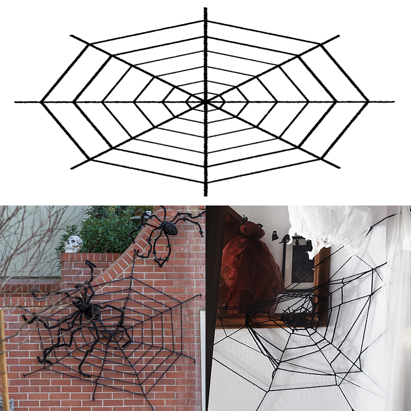Telaraña de araña de Halloween blanca y negra de 150/250cm, telaraña elástica gigante para decoración de Bar en casa, Casa Encantada, accesorios de Terror para de Halloween