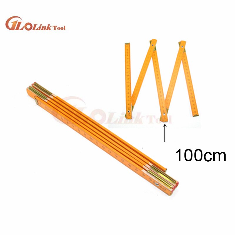 1pcs Measuring Tools 200cm Wooden Yard Stick Folding Ruler Wood Carpenter Metric Portable Carpenter Wooden Folding Ruler 100cm: 100CM-YELLOW