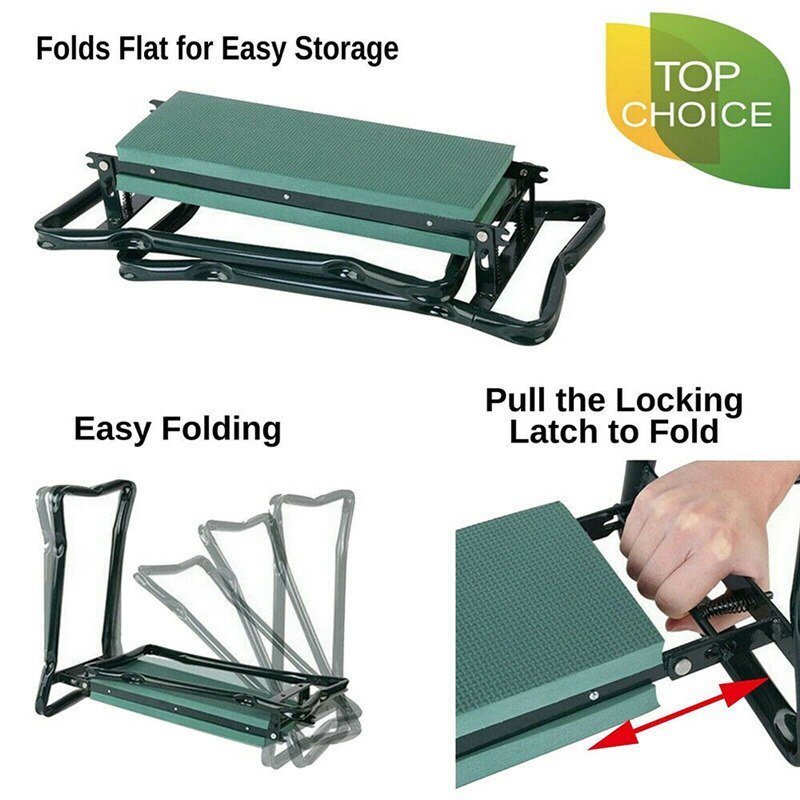 2 In1 Garden Seat Kneeler Foldable Bench With Tool Pouch Home Outdoor Bench Knee Pad