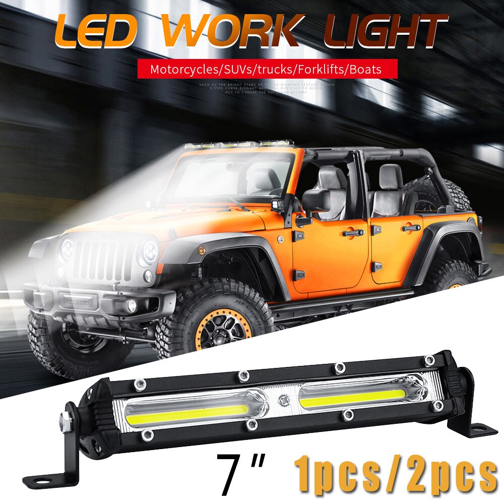 Slim Single-Row Work Light Bar 7 Inch 18W XHP LED Floodlight Beam Off-Road Mining SUV Truck Vehicles Auto Lights