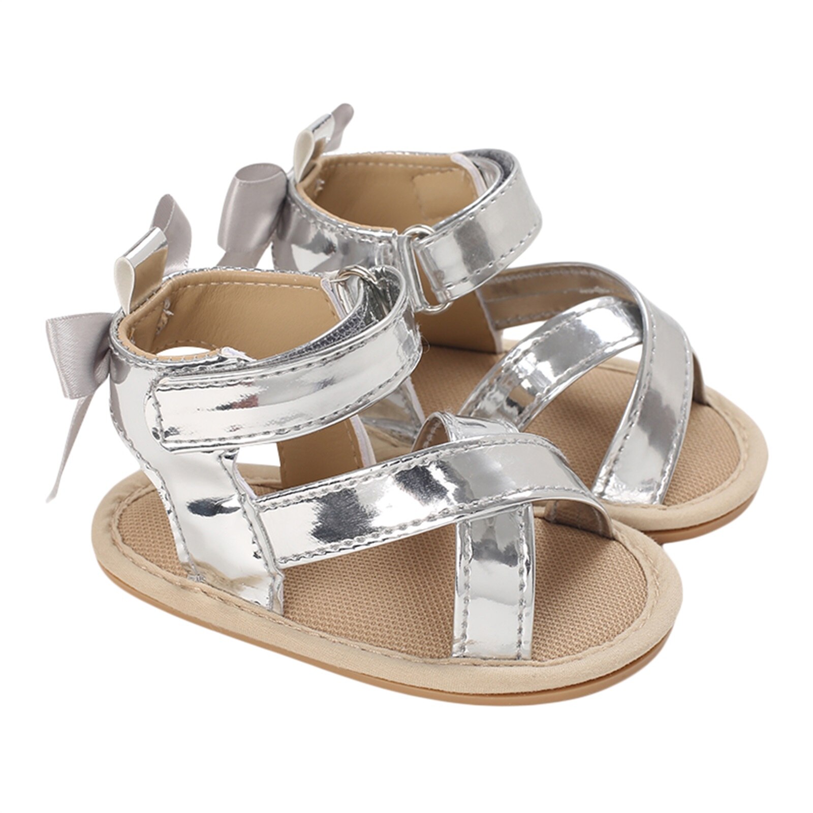 Sandalen für babys (mädchen), rutschfest, für zuhause, mit farbigem leder-Patchwork, Ideal für Strand, freizeit und partys, ab 0-18 monaten: B / 7-12 monate