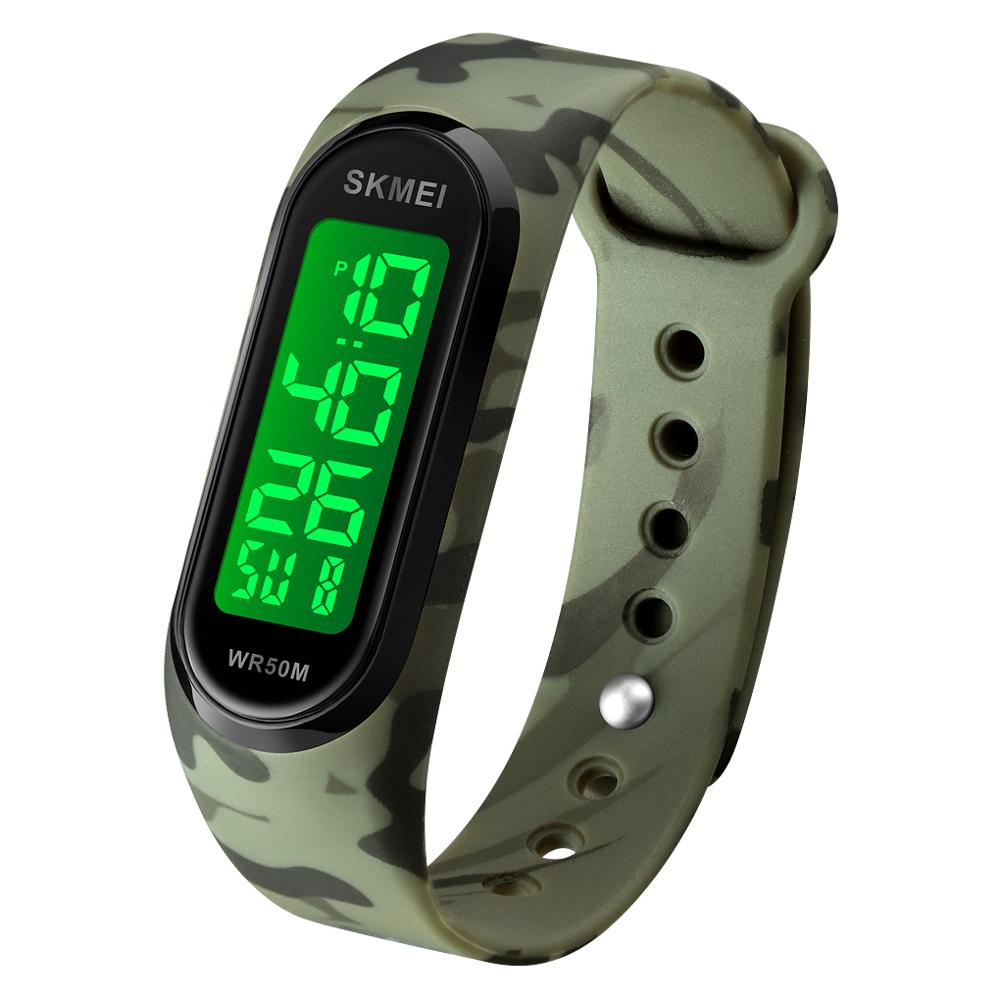 Simple Women Sports Watch Luminous Bracelet SKMEI Women Silicone Electronic Digital Watches 50M Watchproof Watch Ladies: green camouflage-BK