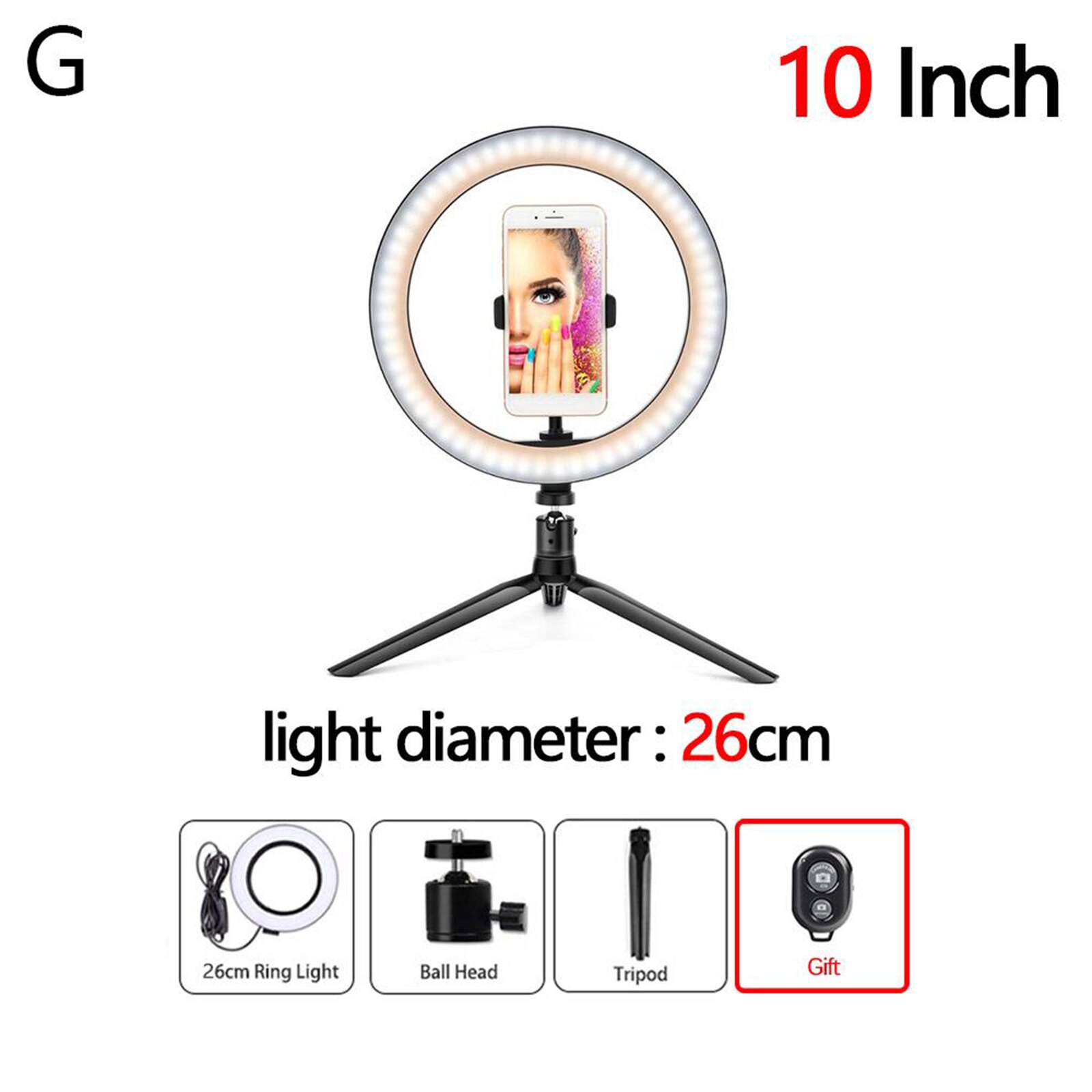 Led Ring Licht Lamp Statief Ronde Selfie Ring Licht Met Statief Voor Mobiele Telefoon Living Apparatuur Fotografie Lamp Hoepel Ringlicht: Set G