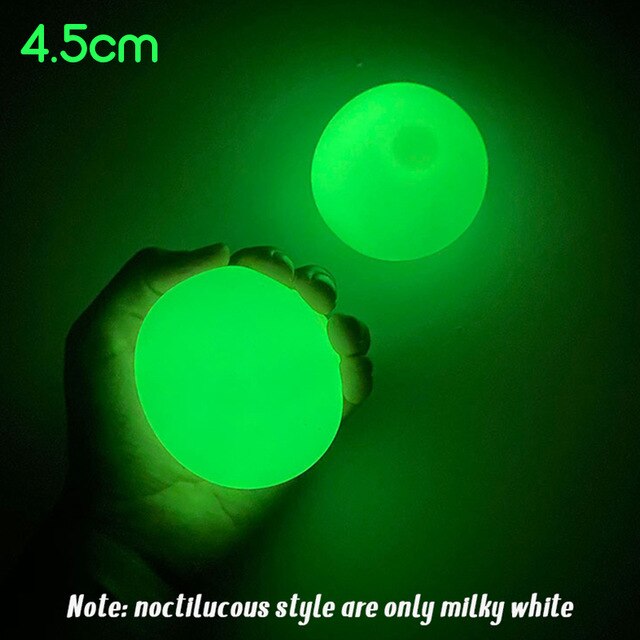 Stick Wall Ball Stress Relief Ceiling balls Squash Ball Globbles Decompression toy Sticky Target Ballceiling light ball: 4PCS Noctilucou 45MM