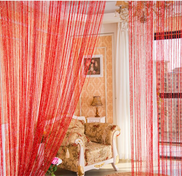 Luksus glas gardin 200 x 100cm flash linje lyse kvast dør gardin vindue skillevæg hjem dekoration gardiner