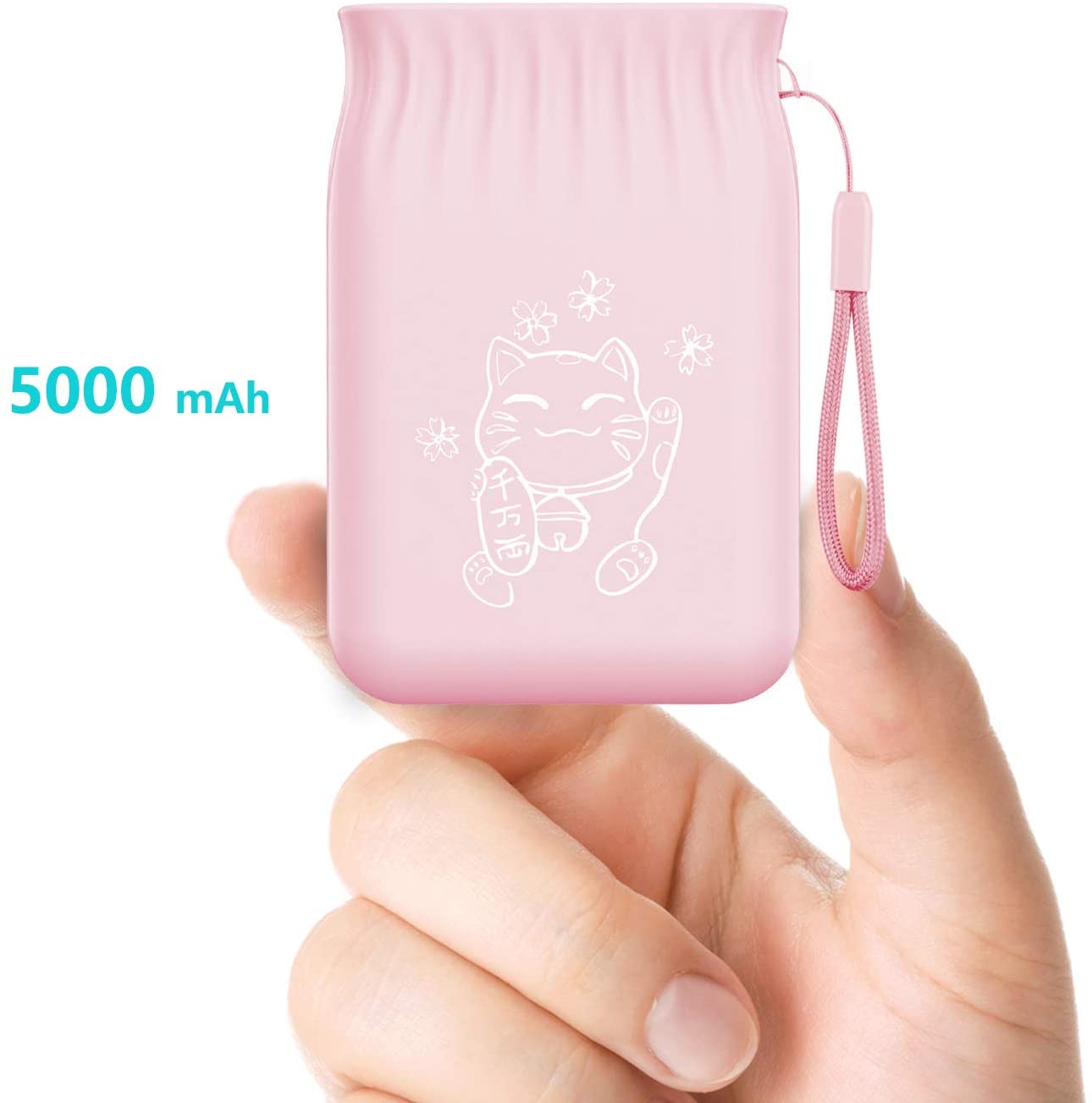 5000mAh cute cat Power Bank Portable Charging External Battery Slim Poverbank For iphone Xiaomi External Battery white powerbak: Pink