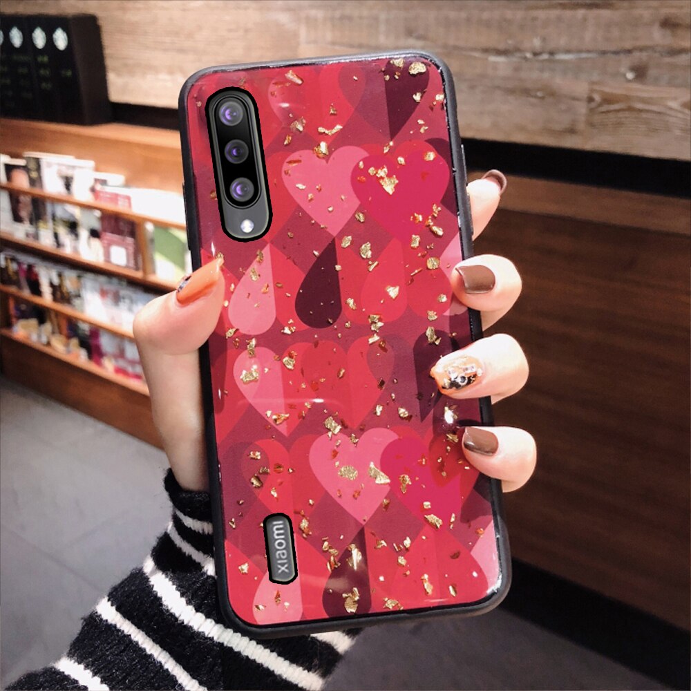 love glitter phone back etui,coque,cover,case for xiaomi mi 9 lite se pro mi9 lite 9lite 9se mi9se my for xiomi ksiomi silicone: for mi 9 pro / red