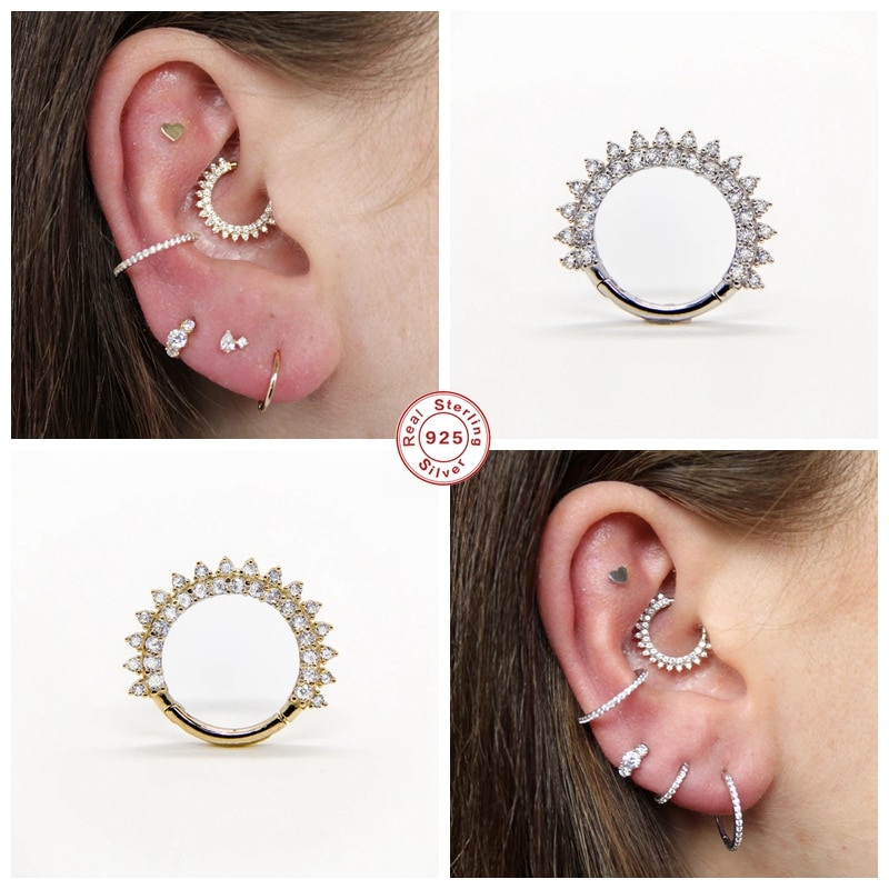 CANNER 1 pièces Mujer Piercing boucles d'oreilles 925 en argent Sterling charme cerceau boucle d'oreille pour Couples femmes hommes oreille os boucle Pendiente Plata