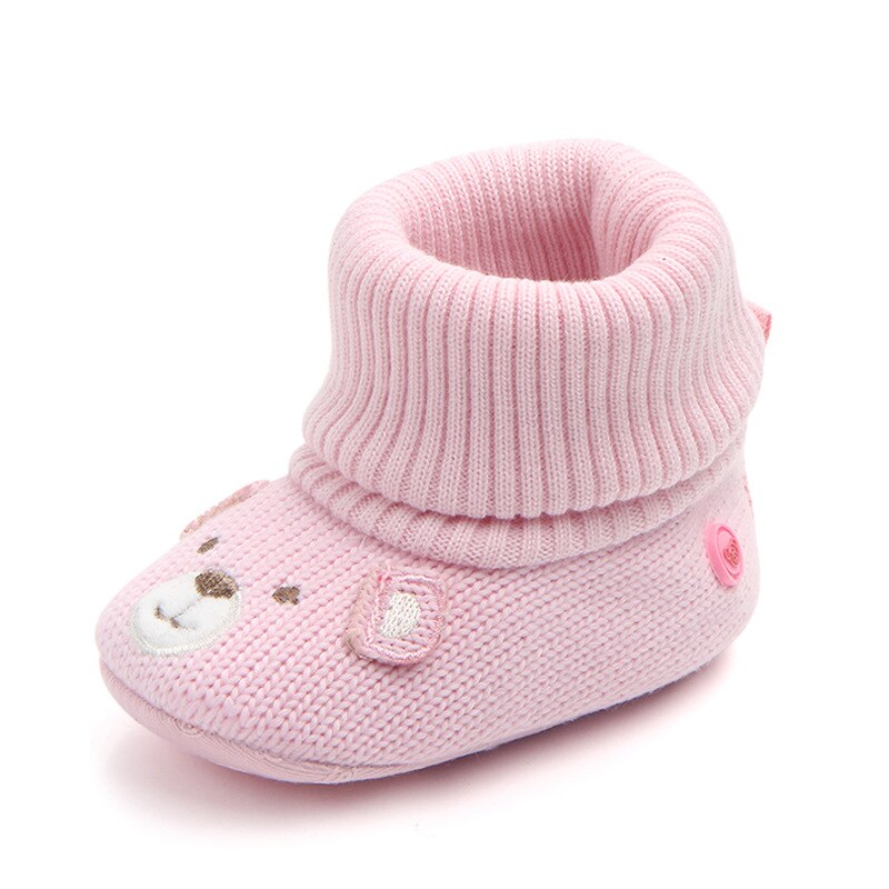 Novo 2018 inverno botas de bebê bonito urso animal meninas meninos tricô botas super manter quente infantil sapatos da criança 0-18 m: Pink / 2