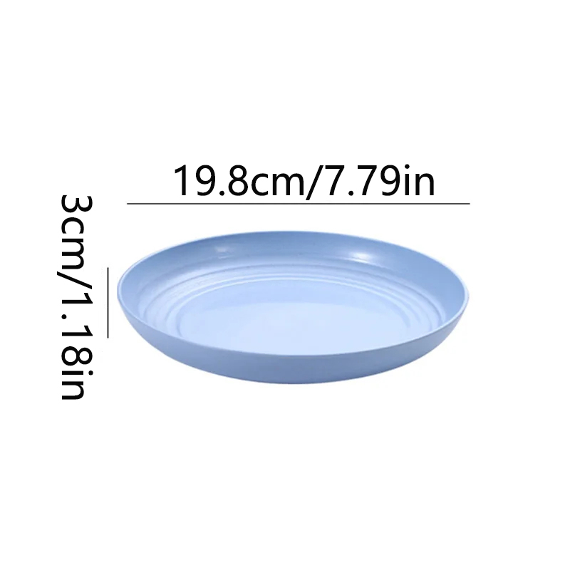 15/19.8/22.5/25cm Wheat Straw Round Plates Salad Dessert Dinner Plate Unbreakable Reusable Microwave Safe Fruit Plate: Blue