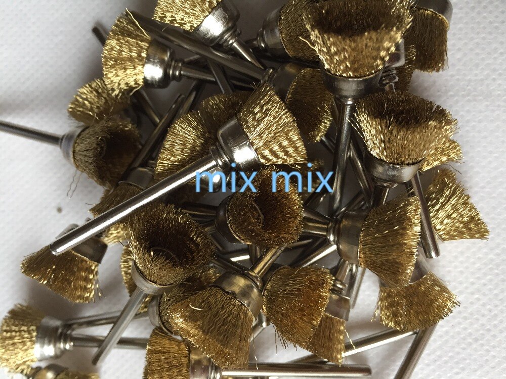 Fixmee 50 Stuks 15Mm Brass Wire Wheel Borstels Voor Grinder Rotary Tool Dremel Accessoires