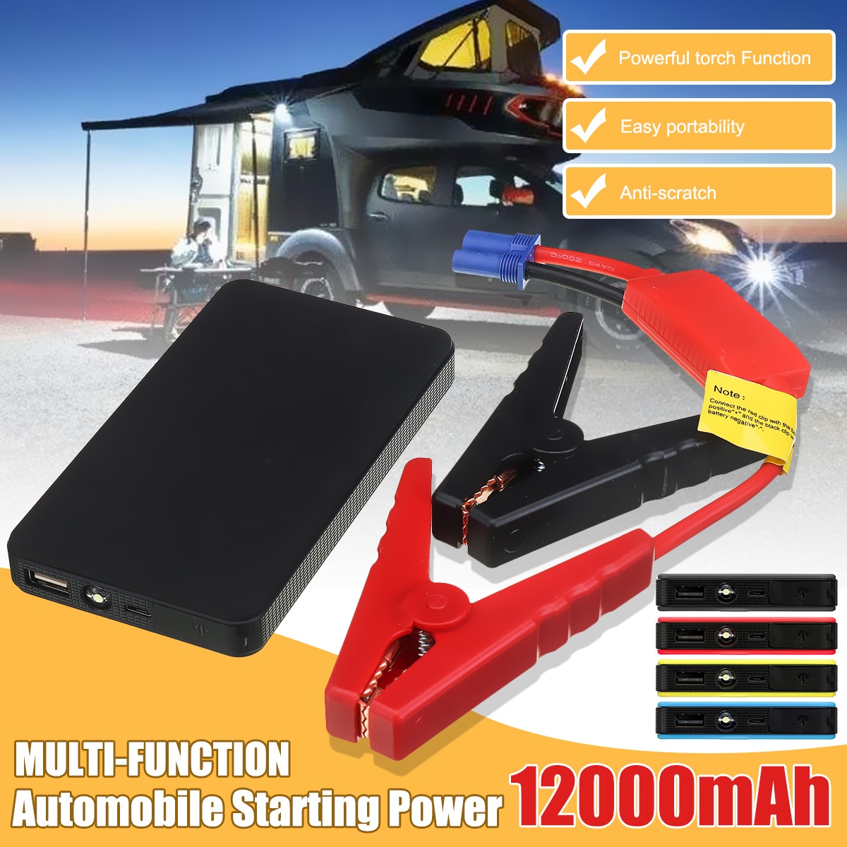 12V 12000mah Auto Jump Starter Draagbare Auto Starter Power Bank Auto Motor Emergency Battery Charger Power Booster Acculader
