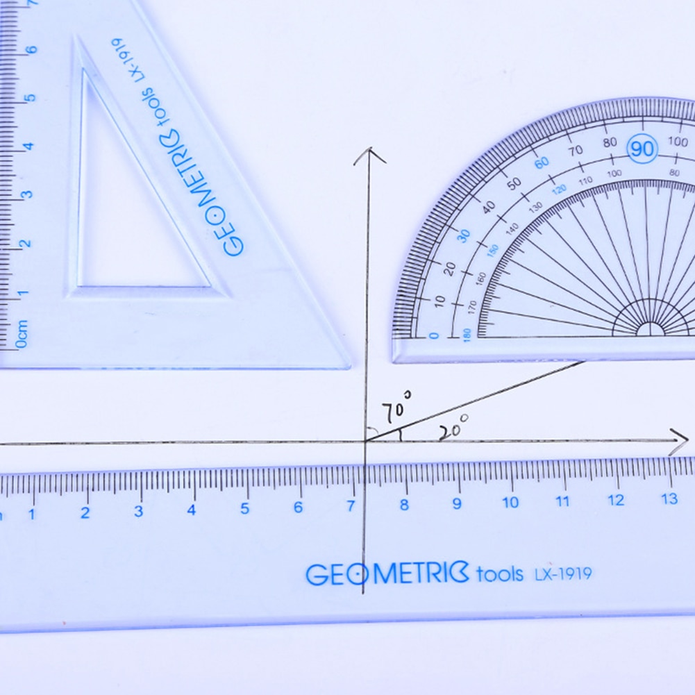 4pcs/set Protractor + Ruler students Drawing Measurement Math Geometry Triangle Ruler Straightedge Protractor kątomierz угломер