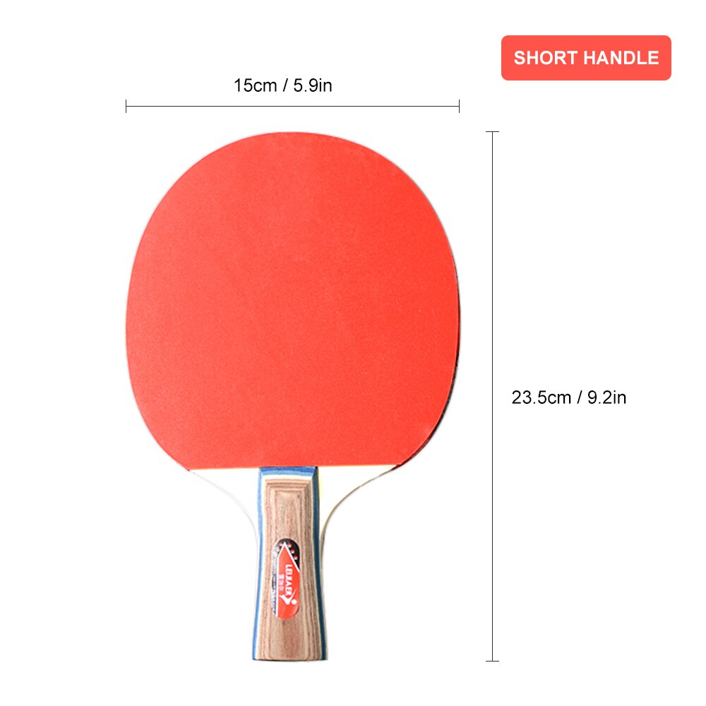 2 stk / mye bordtennisracket racket dobbel ansikt kviser i lang kort håndtak ping pong padle racket sett med pose 3 baller