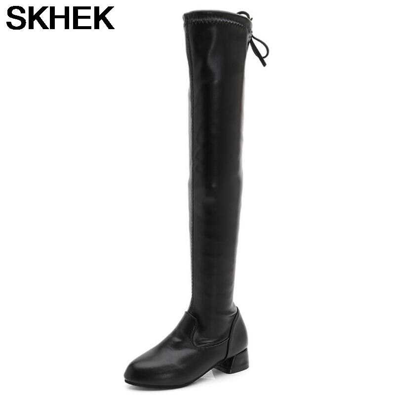 SKHEK Winter Art Mädchen Schnee Stiefel warm Plüsch ShoesPU Lether Prinzessin Stiefel Mädchen Hohe Lange Stiefel Schwarz