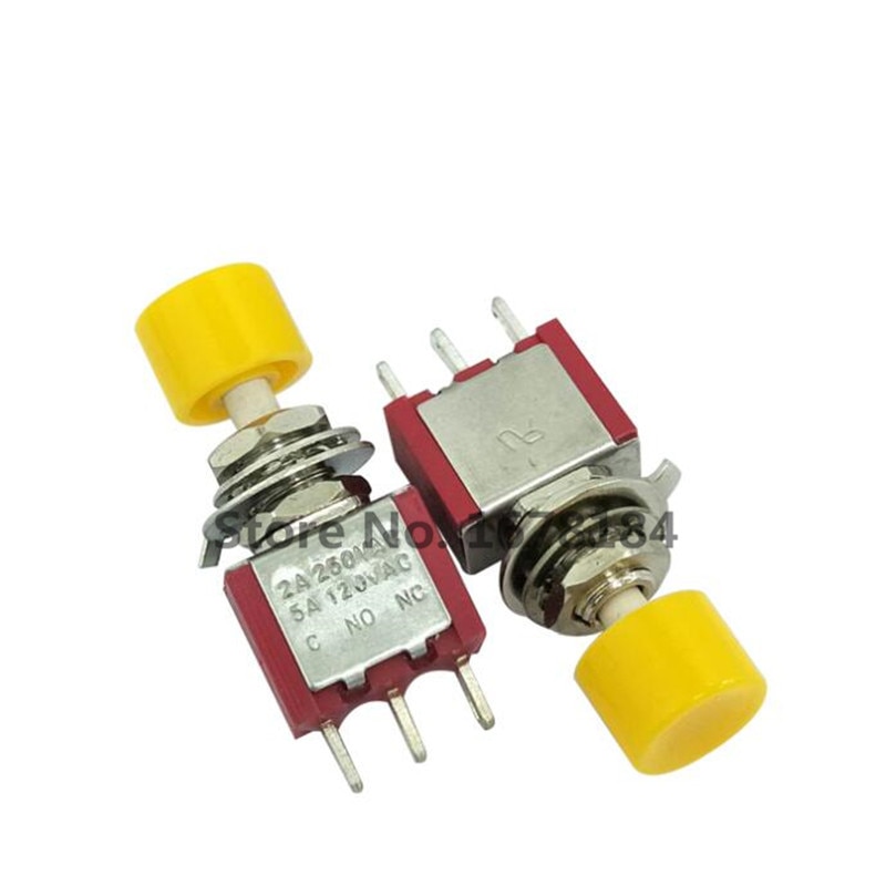 5Pcs 3Pin C-NO-NC 6mm Mini Momentary Automatic return Push Button Switch ON-(ON) 2A 250VAC/5A 120VAC Toggle Switches