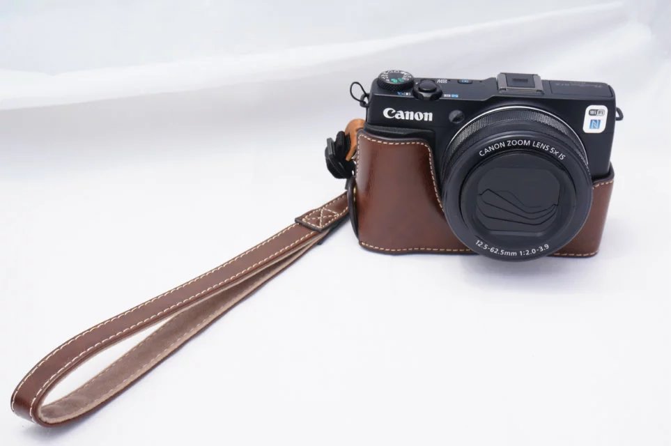 Bag Case PU Grip for Canon PowerShot G1X Mark II G1XII Digital Camera: Coffee with Strap