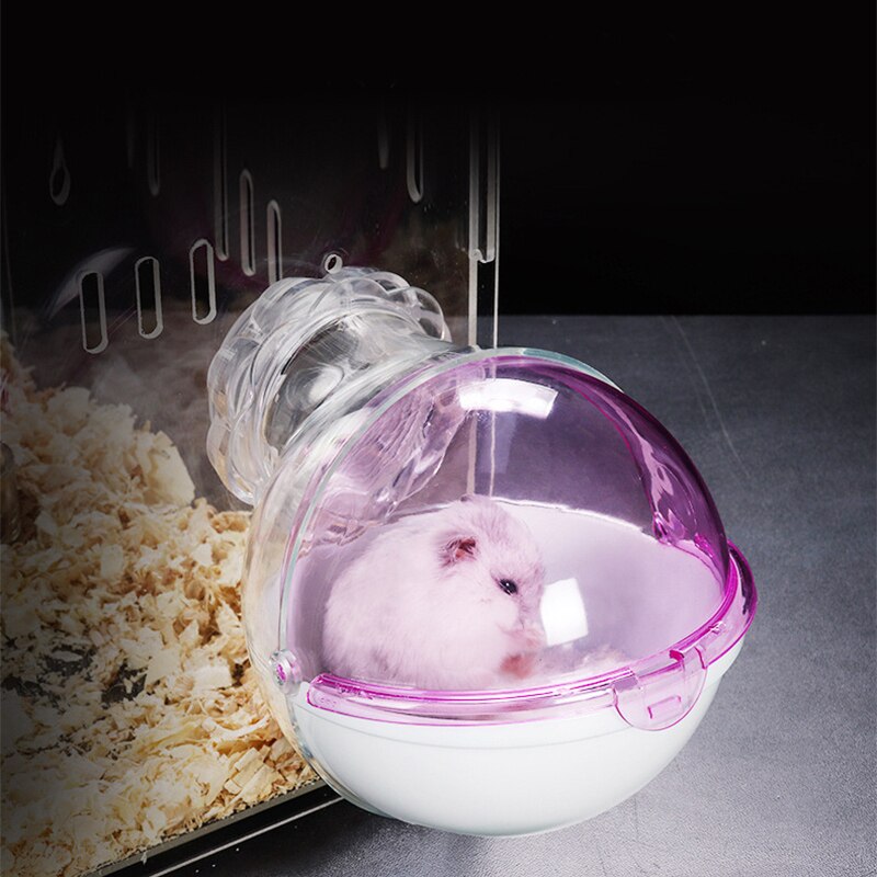 Bañera de hámster externa para baño, jaula de arena de baño, cama acrílica, ratón, Villa, mascotas pequeñas, caja de arena para baño, rosa y azul: Pink
