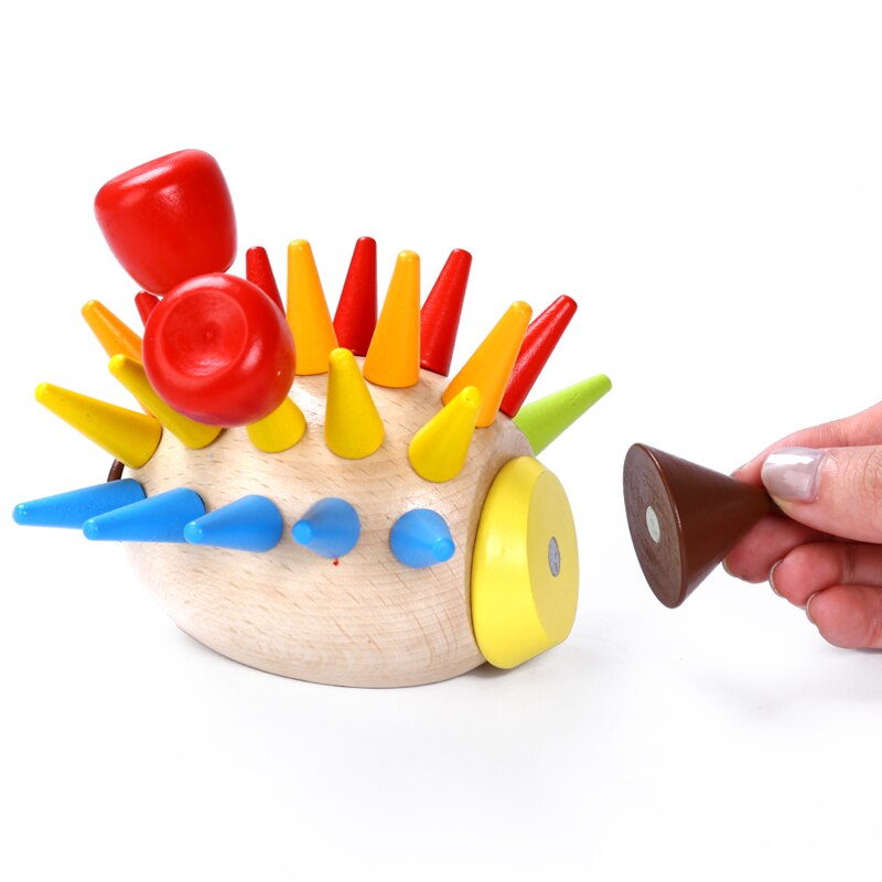 Giocattoli di legno colorato FAI DA TE creativo magnetico riccio bussare blocchi musicali per bambini di educazione precoce lotta blocchi di costruzione