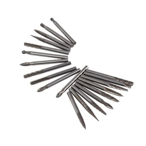 Jeu de limes rotatives en carbure de tungstène, 3mm, 20 pièces, pour outil Dremel, gravure sur bois