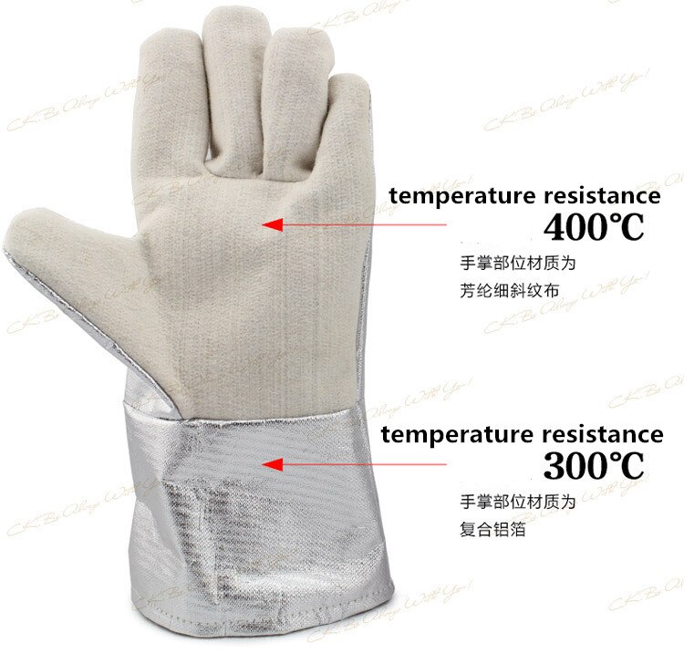 300-400 degree industrial heating gloves high temperature fire Gloves CKS-NFRR15-34