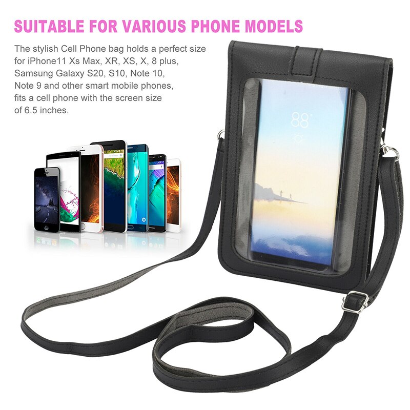 Zomer Vrouwen Outdoor Pu Leather Pocket Portemonnee Crossbody Schoudertas Mode Lock Decoratieve Mobiele Telefoon Touch Screen