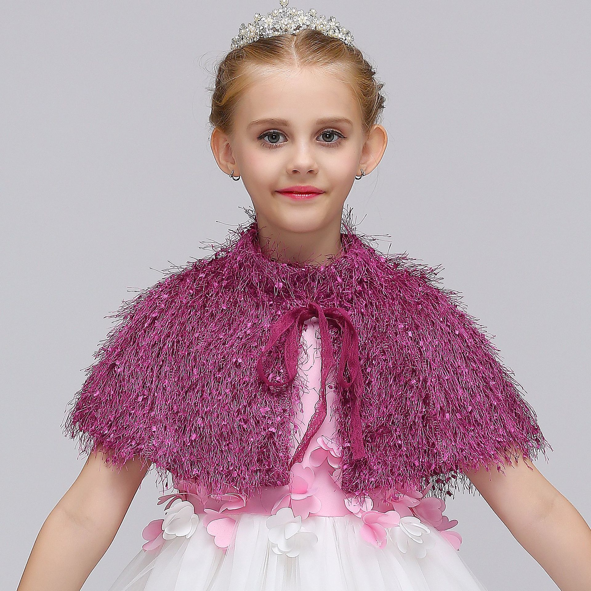 Chaqueta de Bolero para niña de boda para niño, capa para vestido de princesa, prendas de vestir, vestido de flores, abrigo de boda para dama de honor, abrigos y chales: Purple