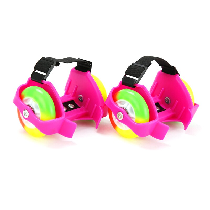 Migające wrotki kolorowe wirujące koło pasowe Lampa błyskowa koła pięty buty robić łyżwiarstwa dla dzieci dorosłych regulowane po prostu zwijane buty: Różowy