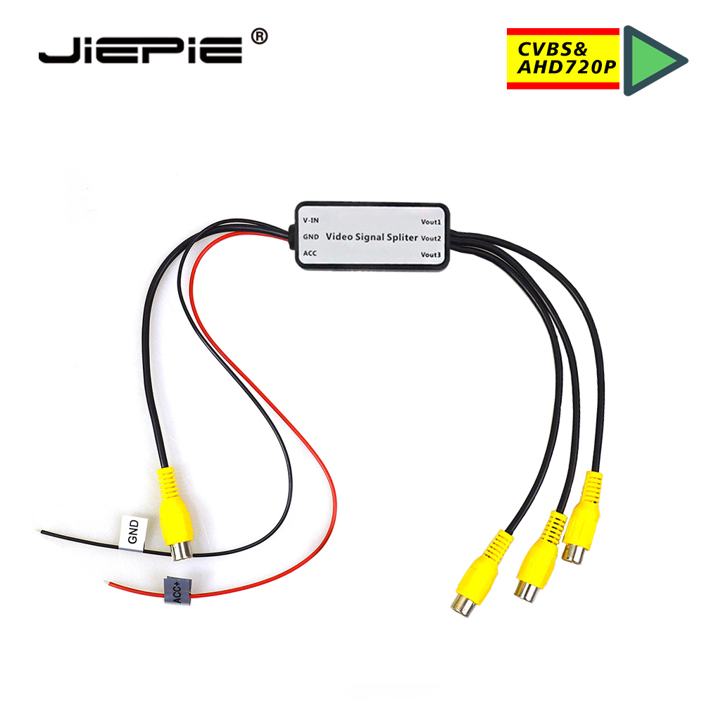 CVBS & AHD720P Videosignal-Splitter, 1 bis 3 Ausgänge, RCA-Video-Booster, Verstärker-Splitter für Auto, TV, DVD, CCTV, 1 Eingang und 3 Ausgänge