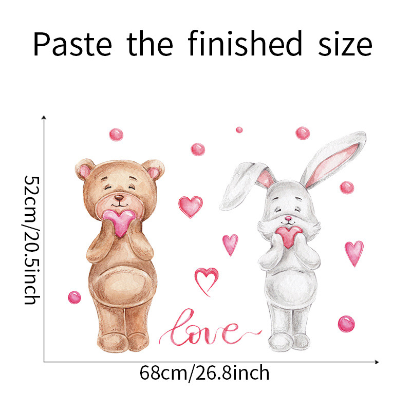 Uroczy niedźwiadek animowany Bunny naklejki na ścianę gwiazda księżyc na pokoje dla dzieci pokój dziecięcy tapeta z dekorem dziewczyny chłopcy sypialnia przedszkole naklejka: F