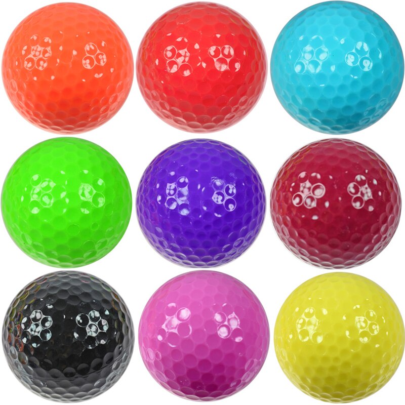 Balles de Golf Double couche en caoutchouc, 5 pièces/1 ensemble, haute élasticité, intérieur, Swing de Golf, balle d&#39;entraînement, bonne , 10 couleurs,