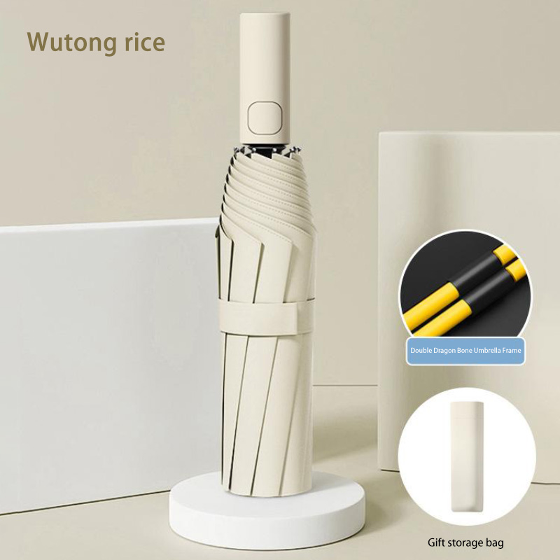 Xiaomi 24-bone automatische paraplu effen kleur licht opvouwbaar grootformaat buiten waterdicht zonnescherm uv-bescherming paraplu: Black