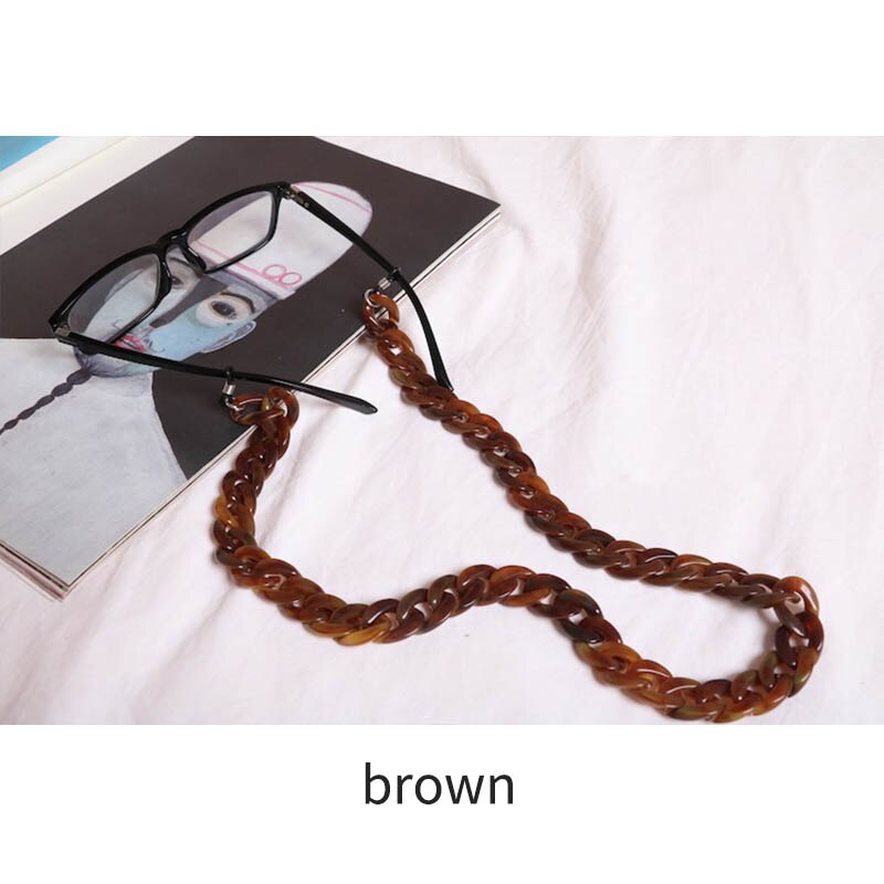 Chaîne de lunettes de soleil de retenue de lunettes de soleil de 20 couleurs, corde de lunettes de lecture en acrylique de 70cm longueurs, sangles de maintien de lanière vintage antidérapantes: Brun