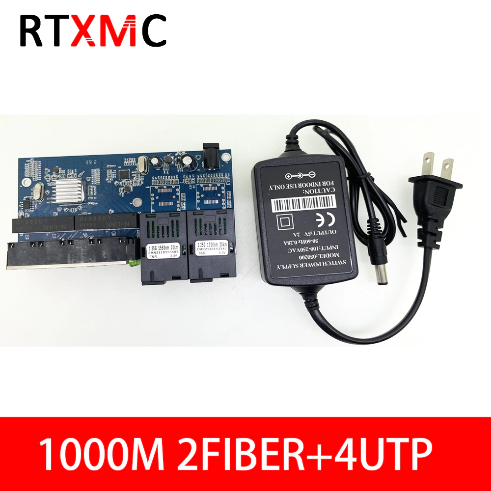 BAUDCOM Convertitore multimediale in Fibra Gigabit Ethernet 10/100/1000M, ricetrasmettitori SC Singoli, modalità Singola 20KM, da RJ45 a 1000Base-LX, BIDI 20KM
