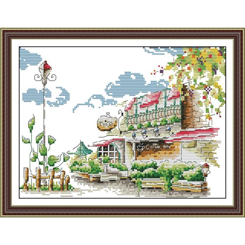 Meer Cafe straßenbild malerei zählen druck auf leinwand 14CT und 11CT DMS kreuz stich aufbringen stickerei Bausatz DIY Hand einstellen