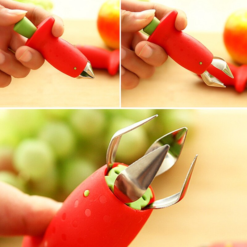 Kreative Erdbeere Beschuss Werkzeug Metall Kunststoff Obst Blatt Entferner Tomaten Stroh Erdbeere Stiel Entferner Küche Gerät