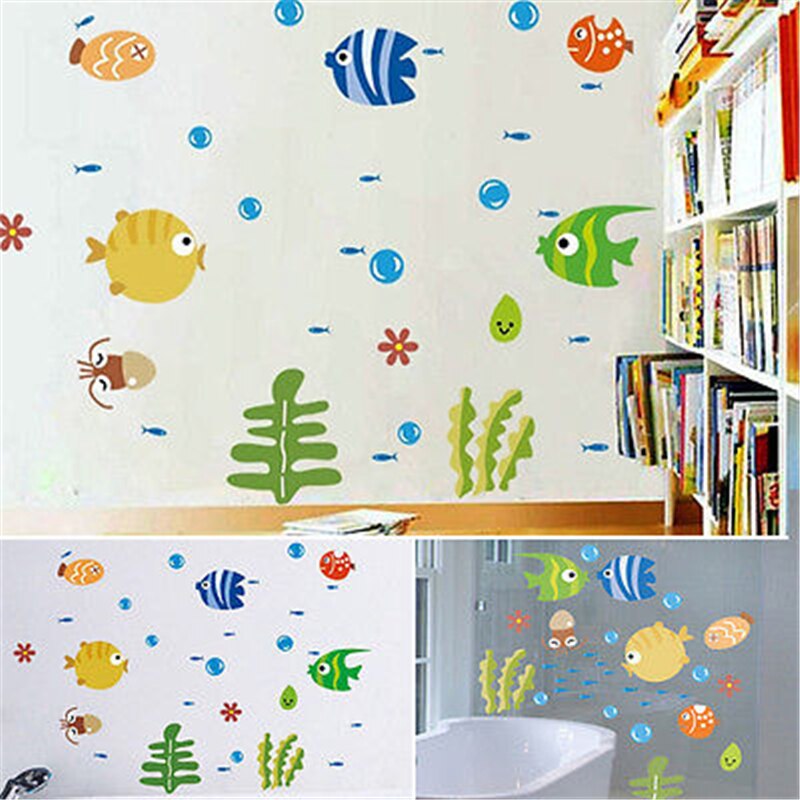 Universal Bathtub Anti-slip Fish Stickers Kid Shower Safety Stickers Cute Cartoon Wall Stickers Bathroom Decoration