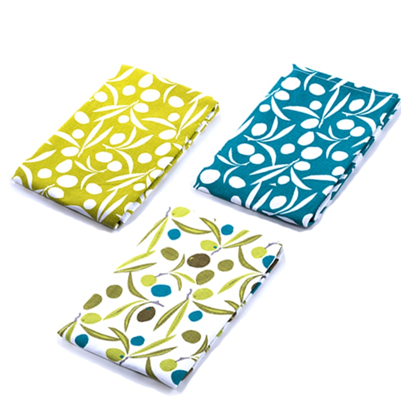 3 stuks/set keukenservetten 62 x 40 cm 100%  katoenen theedoeken in rustieke stijl op tafel