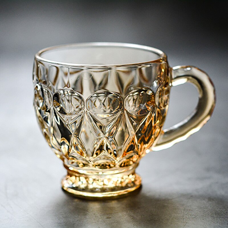Taza de café de vidrio amarillo ámbar, té negro perfumado, para el hogar, restaurante, café Espresso, Vaso para desayuno, leche, avena