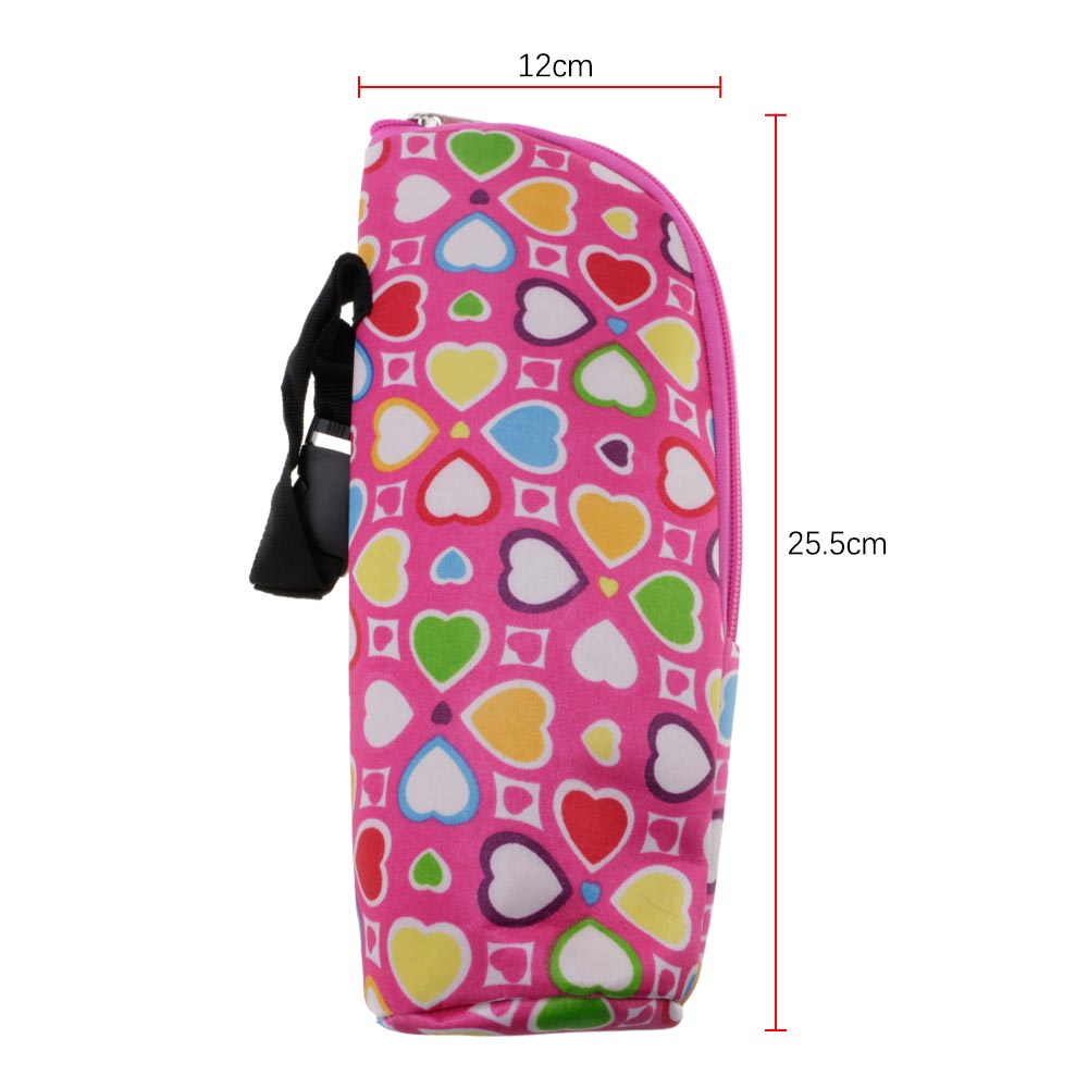 Baby Bottle Thermal Bag Durable Milk Insulation Tote Portable For Outdoor, Picnic, Camp Can Be Hung Infant Stroller Brown Heart