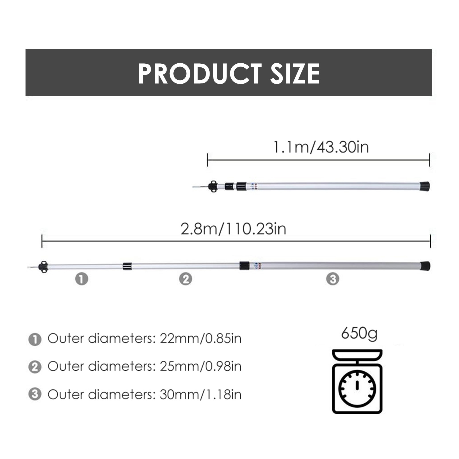 2pcs Outdoor Camp Column Tent Canopy Pole 2.8m Aluminum Alloy Telescopic Aluminum Tube Adjustable And Bold Support Column