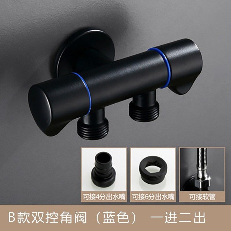 Angle ValvesBathroom Valve Faucets Black Stainless Steel Kitchen Cold Mixer Tap Accessories Standard G1/2 Threaded: style     F