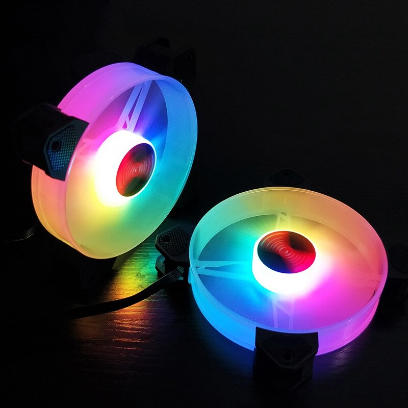 Coolmoon f-yh computer sag pc køleventilator rgb juster 120mm stille + ir fjernbetjening computer køler rgb cpu blæser fire i en