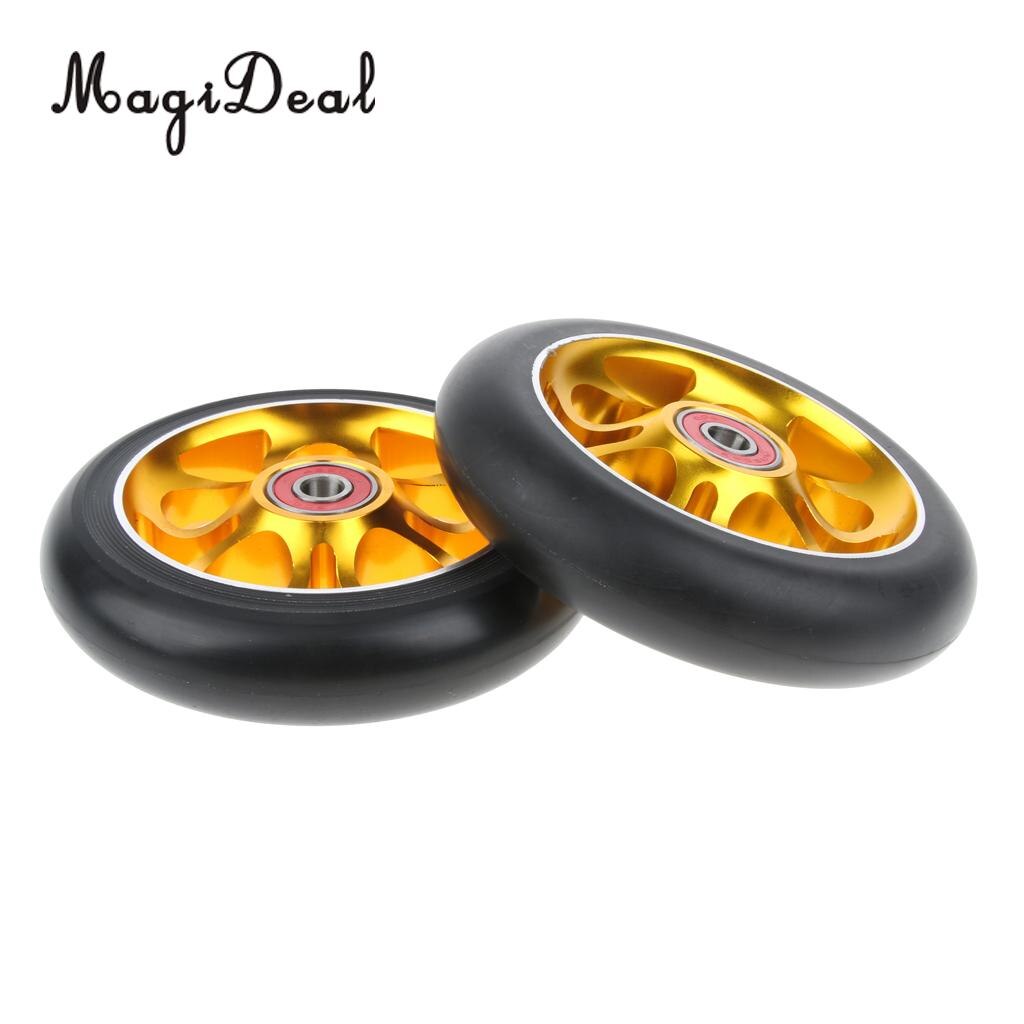 2-Pack 110mm Stunt Scooter Wheels With Standard Bearings: Gold 2 