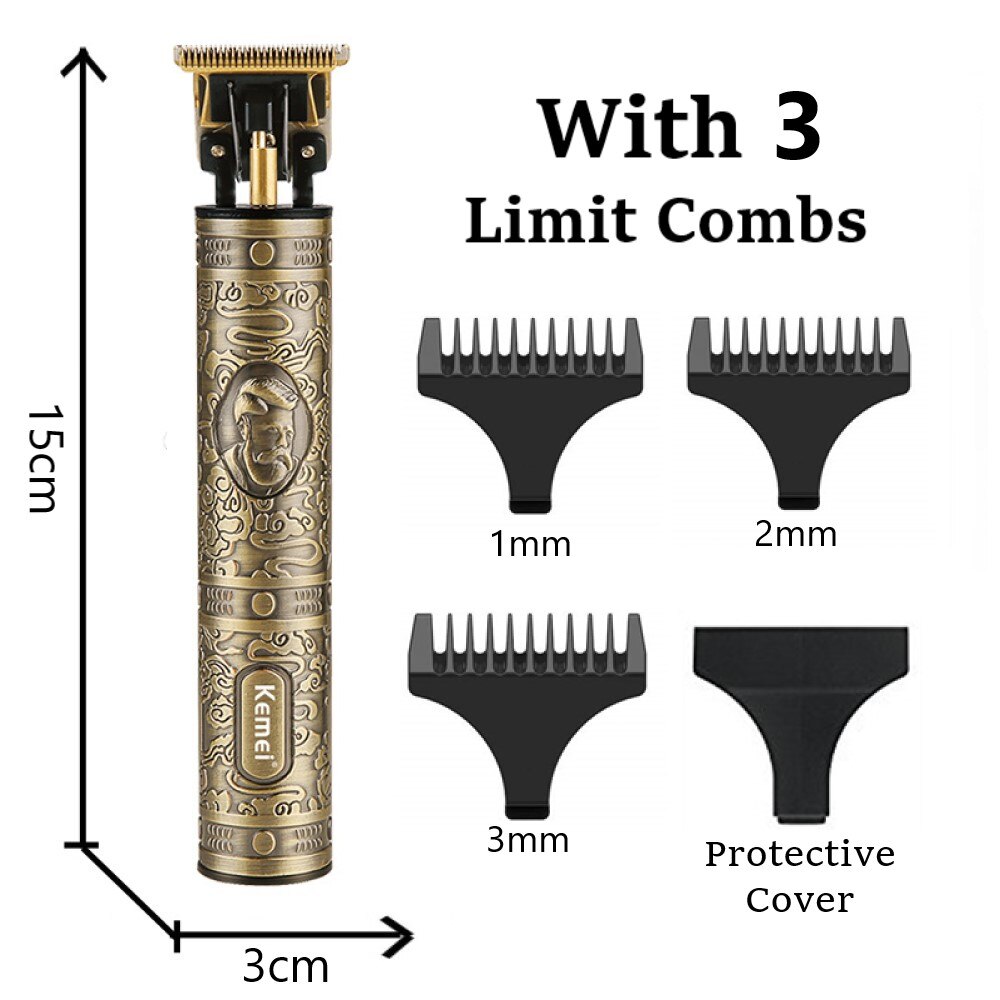 Kemei KM-700D Hair Clipper Barber Hair Trimmer for Men Retro Buddha Cordless Edge Electric Hair Cutting Machine