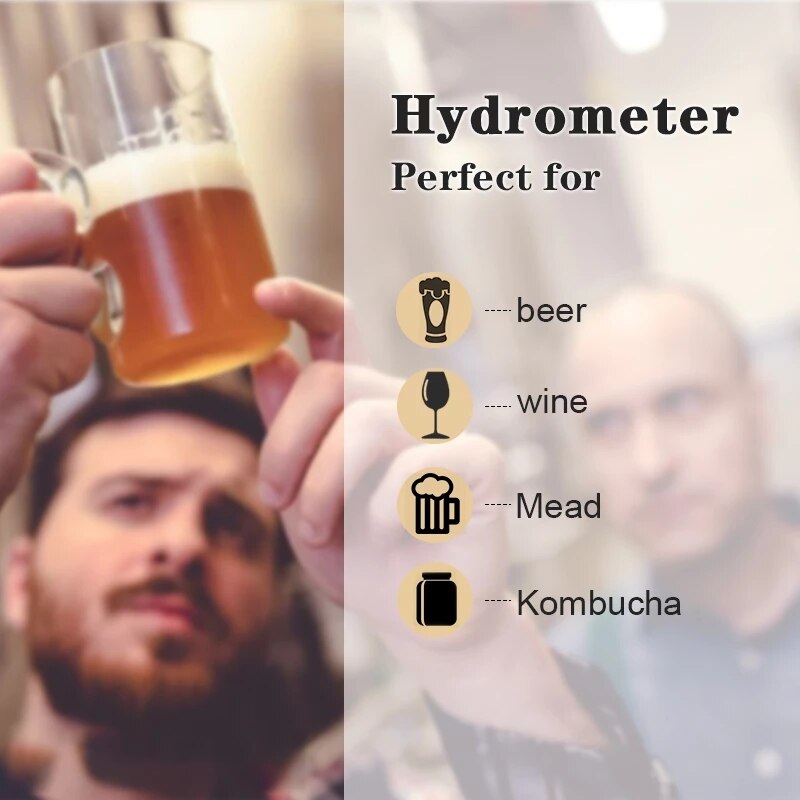 Hydrometrin testeri &amp; 100ml mittapulloa, kolminkertainen hydrometri viinille, oluelle, simalle ja kombuchan ominaispainon abv-testeri