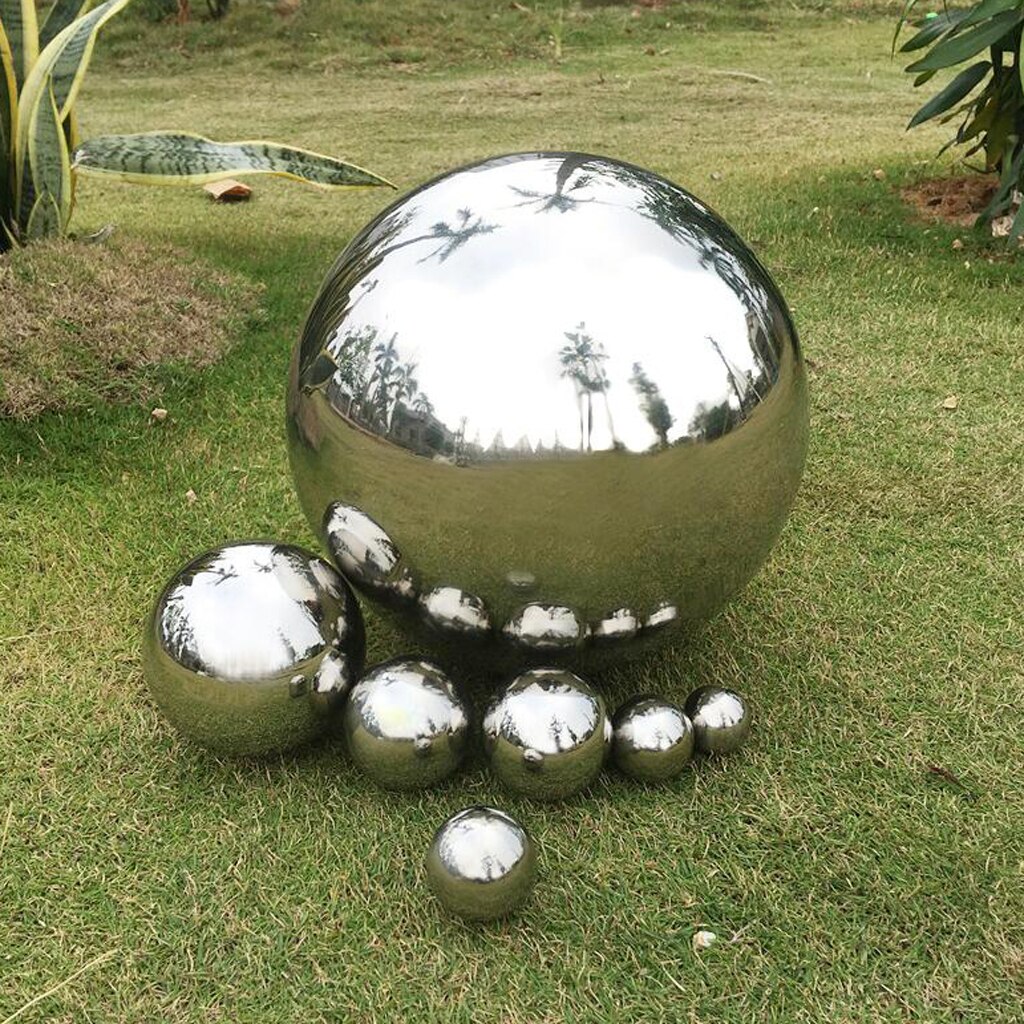 1pc Stainless Steel Mirror Polished Sphere Hollow Round Ball Garden Decor Ornament