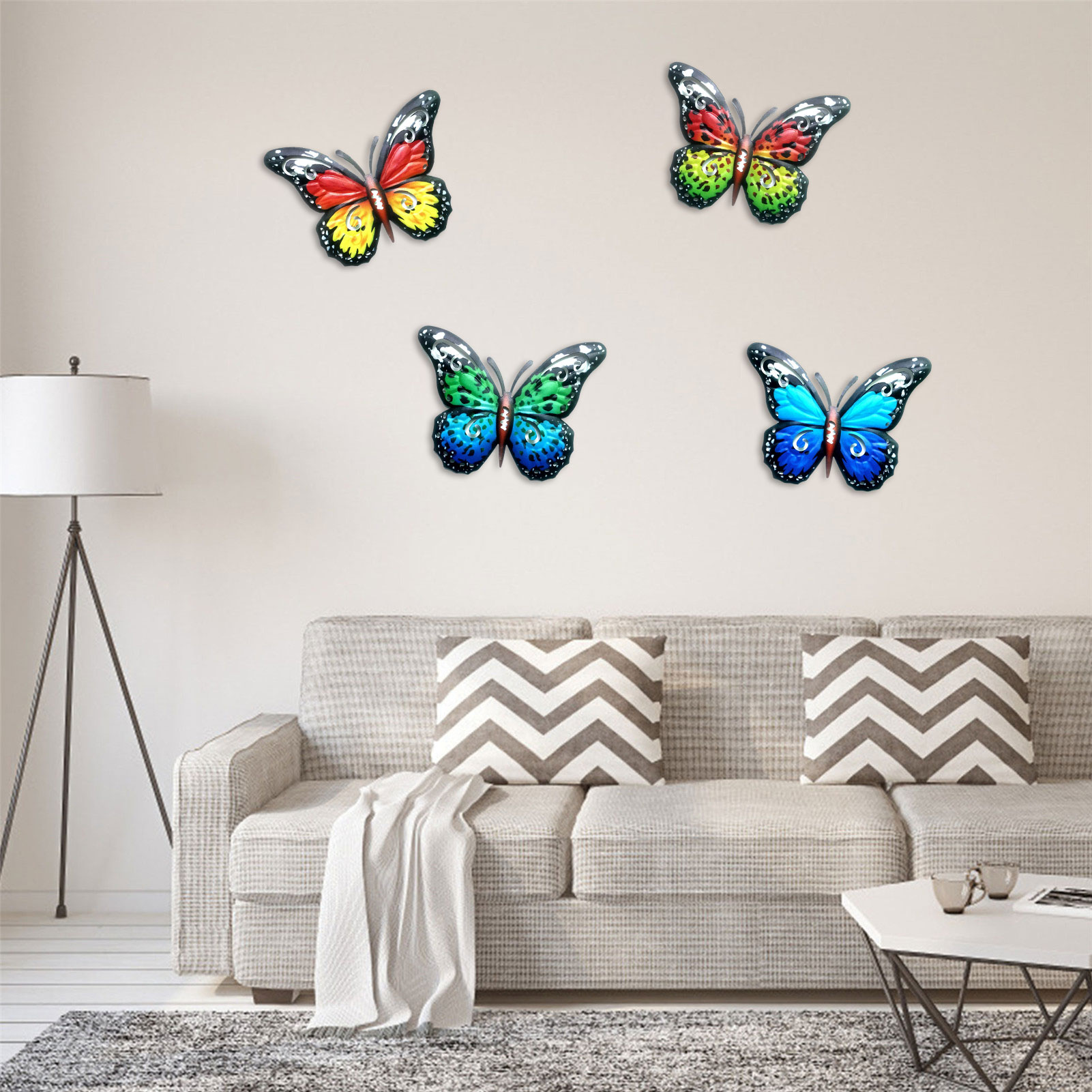 4 Stuks Prachtige Smeedijzeren Vlinder Muur Opknoping Pastorale Tuin Decoratie Woonkamer Gang Terras Muur Hangen Thuis Decora