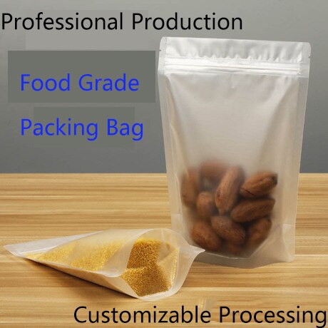 Stand Up Plastic Suiker Koffie Snacks Opslag Pouch Frosted Clear Doypack Rits Zakken Dired Bloem Pakket Zelf Seal Zip-Lock tas