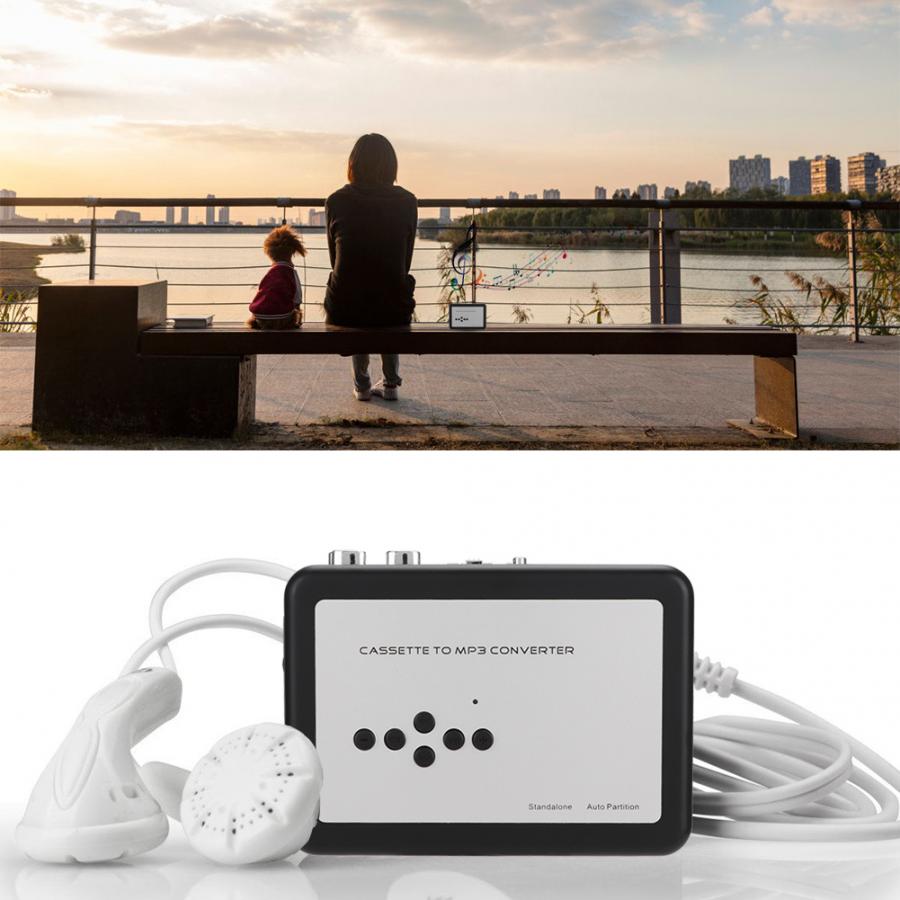 Cassette to MP3 Converter Stereo USB Cassette Digital Tape MP3 with Headphones Support TF turntable